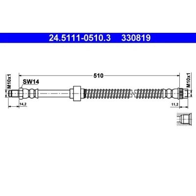 Imagen de ATE 24.5111 0510.3 Latiguillos de Freno 510 M10x1 RENAULT: MASTER 2 Kasten, Bus