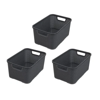 Imagen de BranQ Home essential Ratán M Rattan im Trend Juego de cestas (4 Unidades, 10 L), plástico PP, Antracita