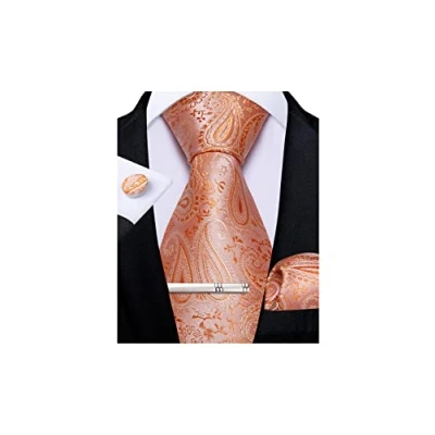 Imagen de DiBanGu Juego de gemelos cuadrados seda con estampado floral cachemira para hombre, 02 Coral, 150