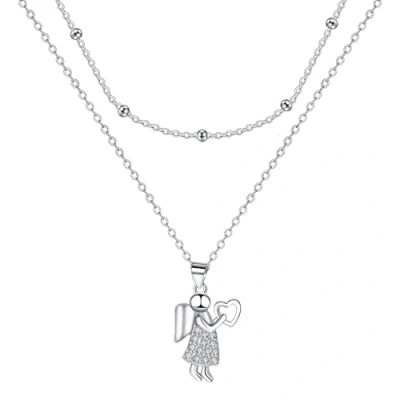 Imagen de J.MUEN Mujer Collar Plata de Ley 926 para Doble Cadena con Cuentas,Originales Regalos Feliz Cumpleaños Mujeres