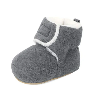 Imagen de MASOCIO Botas Bebe Niño Invierno Zapatillas Casa Zapatos Primeros Pasos Botines Botitas Patucos de Nieve Pantuflas Bebé Gris Talla 20 12 18 Meses