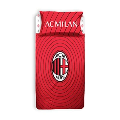 Imagen de hermet A.C. Milan, Juego de sábanas 1 Plaza, 100% algodón, Rojo y Negro