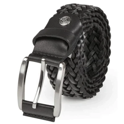 Imagen de LINDENMANN cinturón de piel trenzada para hombre, 35 mm ancho, vacuno, color negro, Negro , 95
