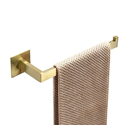 Imagen de WOMAO Diseño Abierto Adhesivo toallero sin perforar Corto, construcción de Acero Inoxidable Cepillado Acabado Dorado