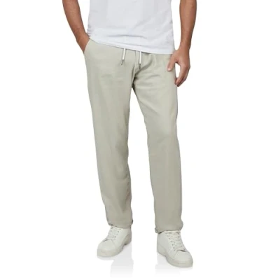Imagen de riverso RIVMarco pantalones de lino largos para hombre, corte regular, verano, ocio, monocolor, blanco, beige, oliva, azul, negro, S, M, L, XL, XXL, 3XL, 4XL, 5XL, marrón