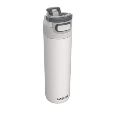 Imagen de Kambukka Botella de agua acero inoxidable, modelo &quot;ELTON INSULATED CHALK BLANCO&quot;, 600 ml, termo impermeable: tecnología Snapclean, tapa apta para lavavajillas, mango cómodo, fácil sostener
