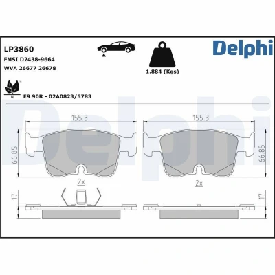 Imagen de Juego de pastillas DELPHI LP3860
