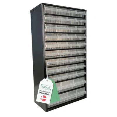 Imagen de raaco C19 40, Organizador de Tornillos con 40 Cajones, Capacidad 36 kg, 15 x 30,6 42 cm, Acero Recubierto, Apto para Montaje en Pared, Clasificador y Pequeñas Piezas Taller