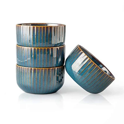 Imagen de Cuencos de cereales, cuenco porcelana 4 piezas, para sopa, apto microondas y lavavajillas, sopas, postres, ensaladas azul