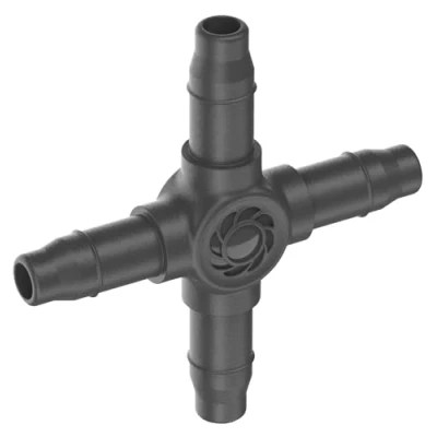Imagen de Gardena sistema Micro Drip pieza en cruz 4,6 mm (3/16 pulgadas): Accesorio para bifurcar tubos de distribución o gotero, instalación sin dobleces, técnica conexión Easy &amp; Flexible (13214 20)