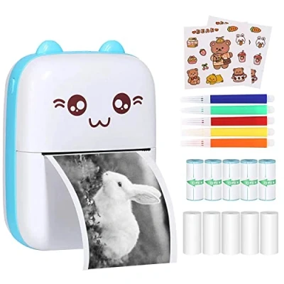 Imagen de PNGOS Impresora Portátil, Mini Bluetooth Instantánea,Térmica Pegatinas, Móvil Printer Sin Tinta Compatible con iPhone iOS y Android, para Fotos, Notas, DIY, Colorear