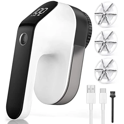 Imagen de Coovee Quitapelusas Eléctrico,Quita Pelusas para Ropa Electrico 3 Velocidades, Cuchilla de 6 Hojas, Pantalla LED, Carga por USB Quita Pelotillas Ropa, Negro.