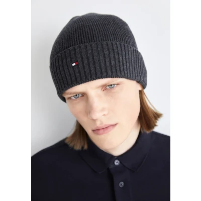 Imagen de Tommy Hilfiger FLAG Beanie Unisex Gorro, Talla: One Size, Charcoal gray