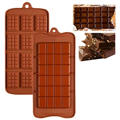 Imagen de 2piezas Moldes De Silicona Para Chocolat, Alimenticio Antiadherente Break Apart Chocolate DIY Barra Chocolate,Dulces,Cubitos Hielo,Gofres,Molde Hornear Cocina DiseñO Navidad
