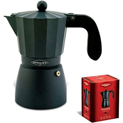 Imagen de Oroley Cafetera Italiana Touareg Aluminio 12 Tazas Vitrocerámica, Fuego y Gas Estilo Tradicional