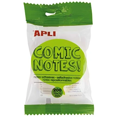 Imagen de APLI 16278 Notas adhesivas comic 70 x mm bloc de 200 hojas 4 colores surtidos fluorescentes