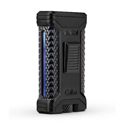 Imagen de Encendedor Colibri Ascari Triple Jet para cigarros con Cortapuros Doble Integrado A Prueba de Viento y Recargable Gas Butano Cuerpo Metal Estuche Regalo Elegante