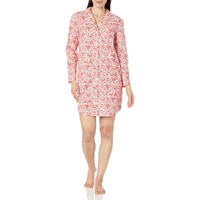 Imagen de Amazon Essentials Camisón de Franela con Cuello Solapa (Disponible en Tallas Grandes) Mujer, Blanco Bosque, XS