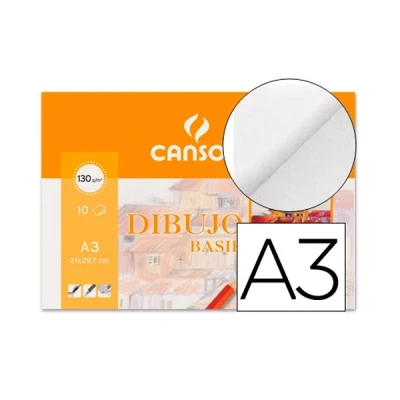Imagen de Canson Papel dibujo basik 130gr din a3 29,7x42,0 cms en minipacks de 10 hojas