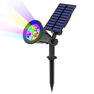 Imagen de T SUN 7LED Foco Solar, Impermeable Luces Solares Exterior de 7 Color Cambio, Luz Jardín, Seguridad y Proyecto Solar para Paisaje, Entrada, Patio, Garaje, Muro, Camino.