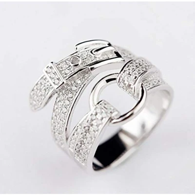 Imagen de Anillo Mujer Ajustable, Vintage Abierto Ajustable Correa De Plata Esterlina 925 Punk Joyería Compromiso Bodas Parte Mujeres Hombres Par