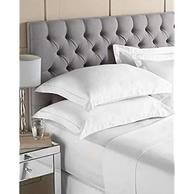 Imagen de Hoja De Riva Paoletti King Quality Equipada Blanco Óptico 200 Hilos, Elásticos Esquinas 100% Algodón Percal Liso Lavable A Máquina 150 X 30 Cm (59&quot; 79&quot; 12&quot;)
