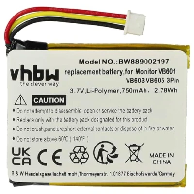 Imagen de vhbw 1x batería Compatible con Boifun VB603, VB601, E40, VB610, VB605 Monitor de bebé (750 mAh, 3,7 V, Li Poli)