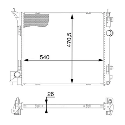 Imagen de MAHLE ORIGINAL CR 1595 000S Radiador, refrigeración del motor 540 468 26 Aletas soldadas