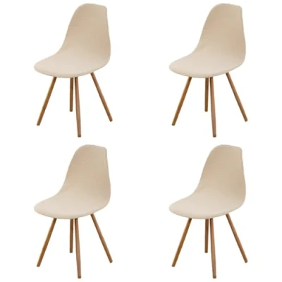 Imagen de Highdi Fundas para Sillas de Comedor Escandinavo, 1/2/4/6 Piezas Funda Pana Jacquard Estilo Nórdico Cubierta Protectora Sin Brazos Cocina Oficina (Beige,4 Piezas)