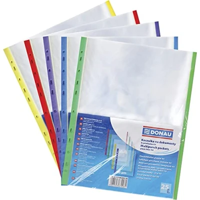 Imagen de DONAU 1774925PL 99 Fundas para folletos (A4, 40 μm, borde colorido, 25 unidades)