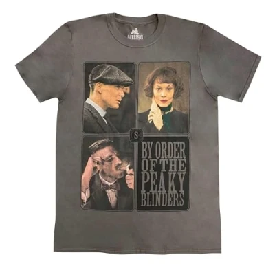 Imagen de Peaky Blinders Camiseta Cuadros de Retratos Algodón para Adultos Unisex (L) (Gris Carbón)
