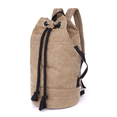 Imagen de LOSMILE Lona Bolsos mochila Hombre Mujer bandolera Bolsas de cuerdas viaje gimnasia Mochilas tipo casual para deportes y aire libre.(L Marrón)