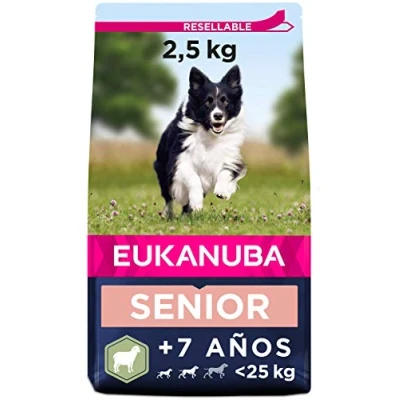 Imagen de Eukanuba Alimento seco para perros senior de razas pequeñas y medianas, rico en cordero arroz, 2,5 kg