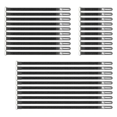 Imagen de PD connex CXT SET Bridas de Velcro Reutilizables Negras Paquete 30 con 3 Tamaños Disponibles: 10 x 100 mm 200 300 mm, Ideales para Optimizar el Almacenamiento Tus Cables