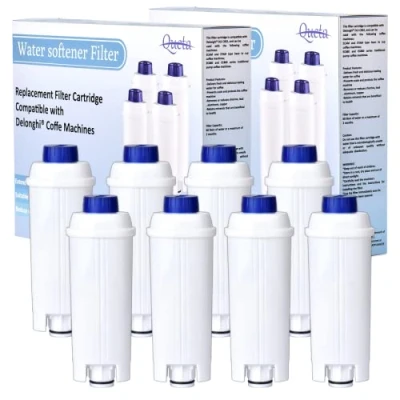 Imagen de Queta 8 Filtros de Agua para Cafetera Delonghi Serie ECAM, ESAM, ETAM, BCO, Reemplazo Cartuchos Filtro Suavizador Carbón Activado DLSC002