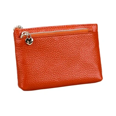 Imagen de HXT OAK Cartera de Piel con protección RFID Monedero pequeño Mini Corazón Cremallera 3 Compartimentos para Billetes y Tarjetas Marrón