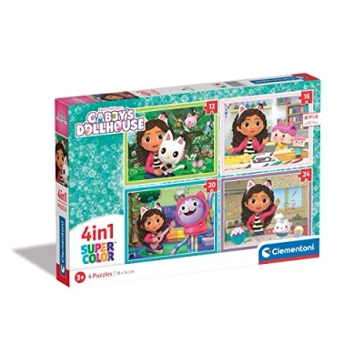 Imagen de Clementoni Infantil 4 1: Puzzles de 12, 16, 20 y 24 Piezas La Casa Muñecas Gabby Desde 3 años (21524), Color Variado, Talla única