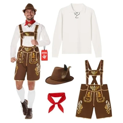 Imagen de Morph Disfraz Oktoberfest Hombre, Traje Tiroles Aleman, Disfraces Oktoberfest, Lederhose Carnaval Hombre Talla XL