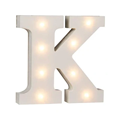 Imagen de Out of the blue 57/6084 Letra de madera «K», iluminada con 8 luces led, funciona pilas, aprox. 16 cm
