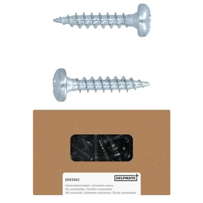 Imagen de HELPMATE tornillos de conexión madera galvanizados 4,0 x 20 250 unidades universales cabeza alomada con accionamiento PZ2 y rosca completa Para fijación herrajes a