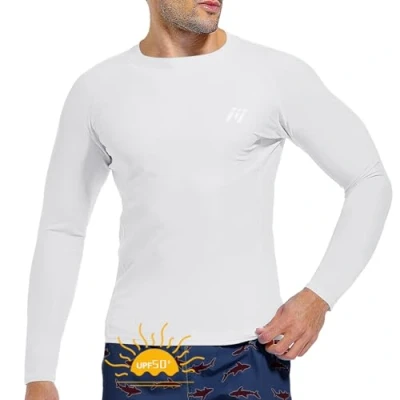 Imagen de MEETWEE Camiseta Natación Hombre, UV Manga Corta/Larga Rash Guard de Protección UPF 50＋Secado Rápido Deportes Acuáticos Surf Verano