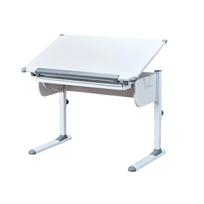 Imagen de Inter Link Escritorio infantil regulable en altura para estudiantes adolescentes con cajón estante basculante Metal blanco Studare