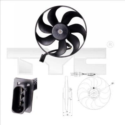 Imagen de TYC 837 0002 ventilador de radiador 345 85/115 sin bastidor (armazón), con resistencia carga VOLKSWAGEN: Golf 4