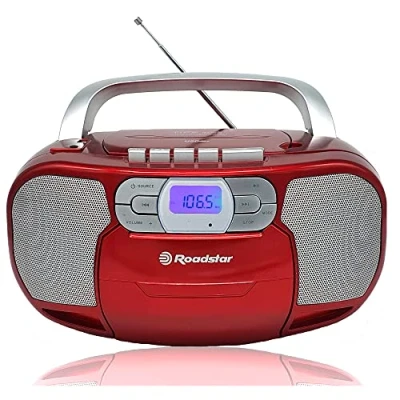 Imagen de Roadstar RCR 4635UMP/RD Radio CD Portátil Cassette, Digital PLL FM, Boombox Reproductor MP3, USB, AUX IN, Salida de Auriculares, Rojo