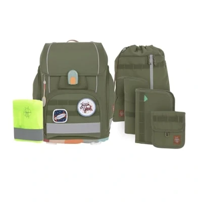 Imagen de LÄSSIG Juego de mochilas escolares 7 piezas para niños/ School Set Boxy Unique, olive
