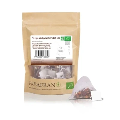 Imagen de FRISAFRAN té rojo pu erh Ecológico pirámides 15Ud 30g Adelgazante Diurético Digestivo Detox Quemagrasa Drenante te en bolsitas natural infusion sin aditivos