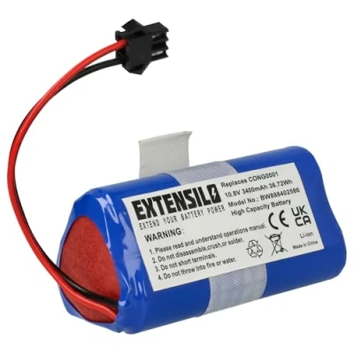 Imagen de EXTENSILO Batería Compatible con Cecotec Conga 890 Slim, Slim 890, Wet, Wet Robot Limpieza (3400 mAh, 10,8 V, Li Ion)