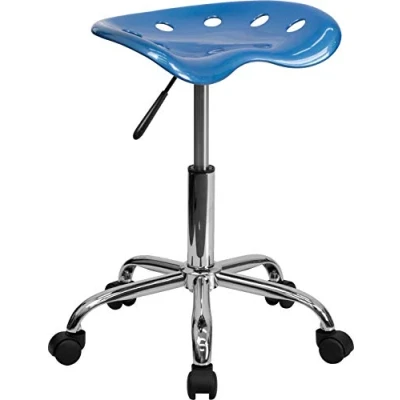 Imagen de Flash Furniture Taburete de escritorio con asiento mecánico, color Azul y Cromado adecuados