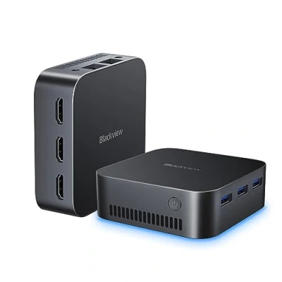 Imagen de Blackview MP80 W 11 Pro Mini PC,16GB LPDDR5 RAM 512GB M.2 SSD Ordenadores, Intel Alder Lake N95 Micro PC, Ordenador de Sobremesa 4K Triple HDMI/USB3.0/WiFi 5 para Oficina, Negocios
