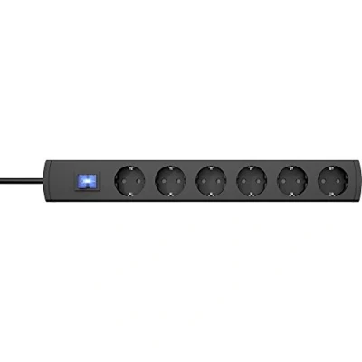 Imagen de Kopp UNOversal® Plus 6 Regleta de 5 m con Interruptor y Gran Distancia I multienchufe atornillable protección táctil Interior Antracita 233005012 Cable